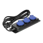 Przedłużacz warsztatowy bryzgoszczelny IP44, 3 gniazda 2P+Z IP44, przewód gumowy, H05RR-F 3x1,5mm², długość 3m