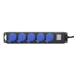Przedłużacz warsztatowy bryzgoszczelny z wyłącznikiem, 5 gniazd 2P+Z, IP44, przewód gumowy, H05RR-F 3x1,5mm², długość 3m