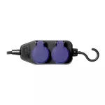 Przedłużacz warsztatowy bryzgoszczelny IP44, 4 gniazda (2+2) 2P+Z, IP44, przewód gumowy, H05RR-F 3x1,5mm², długość 10m