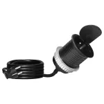 Gniazdo meblowe Ø6cm wpuszczane w blat z pokrywką, ładowarką USB i przewodem 1,9m, 1x2P+Z (French), 1xUSB (typ C; PD20W), czarne