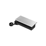 Gniazdo meblowe z przesuwną klapką i przewodem 1,8m, 2x2P+Z (French), 2xUSB (typ A+C; 4,2A), srebrne