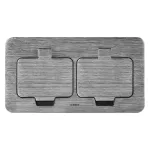 Hermetyczne gniazdo elektryczne podwójne, prostokątne, IP55, kąt otwarcia 110st. szczotkowane aluminium