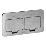 Hermetyczne gniazdo elektryczne podwójne, prostokątne, IP55, kąt otwarcia 110st. szczotkowane aluminium