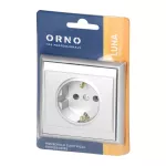 Gniazdo pojedyncze p/t 2P+Z, Schuko Luna, 16A, 250V, PT-17L, srebrny