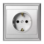 Gniazdo pojedyncze p/t 2P+Z, Schuko Luna, 16A, 250V, PT-17L, srebrny