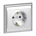 Gniazdo pojedyncze p/t 2P+Z, Schuko Luna, 16A, 250V, PT-17L, srebrny