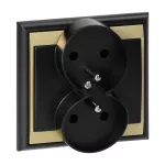 Gniazdo podwójne p/t 2x2P+Z Luna, 16A, 250V, PT-6LR, czarny/złoty