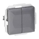 Łącznik p/t schodowy podwójny Pearl, 10A, 250V, WP-2/5P, antracyt