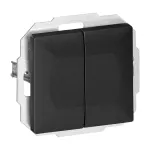 Łącznik p/t schodowy podwójny Pearl, 10A, 250V, WP-2/5P, czarny