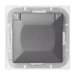 Gniazdo pojedyncze p/t 2P+Z Schuko bryzgoszczelne z klapką Pearl, 16A, 250V, PT-17PH, antracyt