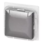 Gniazdo pojedyncze p/t 2P+Z Schuko bryzgoszczelne z klapką Pearl, 16A, 250V, PT-17PH, antracyt