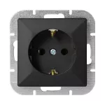 Gniazdo pojedyncze p/t 2P+Z Schuko Pearl, 16A, 250V, PT-17P, czarny