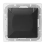 Gniazdo pojedyncze p/t 2P+Z Schuko bryzgoszczelne z klapką Pearl, 16A, 250V, PT-17PH, czarny