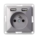 Gniazdo pojedyncze p/t 2P+Z z ładowarką Pearl, 16A, 250V, PT-16P/USB, antracyt