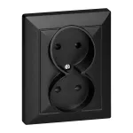 Gniazdo podwójne p/t 2x2P Pearl, 16A, 250V, PT-5 P, czarny