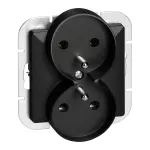 Gniazdo podwójne p/t 2x2P+Z Pearl, 16A, 250V, PT-6 PR, czarny