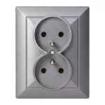 Gniazdo podwójne p/t 2x2P+Z Pearl, 16A, 250V, PT-6 P, antracyt