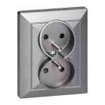 Gniazdo podwójne p/t 2x2P+Z Pearl, 16A, 250V, PT-6 P, antracyt
