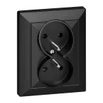 Gniazdo podwójne p/t 2x2P+Z Pearl, 16A, 250V, PT-6 P, czarny