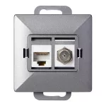 Gniazdo pojed. typu F + Gniazdo 1xRJ45 Cat6 Pearl, TV/F+RJ45/P, antracyt