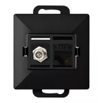 Gniazdo pojed. typu F + Gniazdo 1xRJ45 Cat6 Pearl, TV/F+RJ45/P, czarny