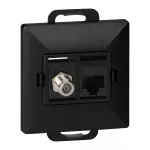 Gniazdo pojed. typu F + Gniazdo 1xRJ45 Cat6 Pearl, TV/F+RJ45/P, czarny