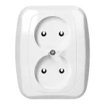 Gniazdo podwójne p/t 2x2p 16A, 250V, ATUT, biały