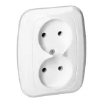 Gniazdo podwójne p/t 2x2p 16A, 250V, ATUT, biały