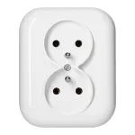 Gniazdo podwójne p/t 2x2p+Z 16A, 250V, FAN, biały