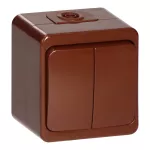 Łącznik podwójny n/t 10A, 250V, świecznikowy IP44, SMART, brązowy