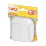 Łącznik podwójny p/t 10A, 250V, świecznikowy, TOPAZ, biały