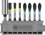 Zestaw bitów Impact Control do wkrętarek, 8 szt., 2 x PH2; 2 x PZ2; 1 x T20; 1 x T25; 1 x T30