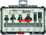 Zestaw frezów do wykańczania i wyrównywania, trzpień 1/4", 6 szt. 6-piece Trim and Edging Router Bit Set with 1/4" shank diameter.