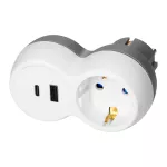 Rozgałęźnik 2P+Z, USB-A+C, schuko, biało-szary