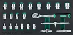 Zestaw kluczy nasadowych 3/8”, 6-24mm, 22elem., CrV wkład EVA STALCO S026390038