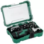 Zestaw bitów ze stali S2 25mm i nasadek z pokrętłem 19elem. STALCO S-13722