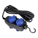 Przedłużacz warsztatowy bryzgoszczelny IP44, 4 gniazda (2+2) 2P+Z IP44, schuko, przewód gumowy, H05RR-F 3x1,5mm², 10m