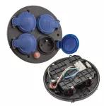 Dysk środkowy 16A, 4x250V, schuko, 1x termik, czarny, niebieskie gniazda, IP44