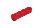 Puszka do płyt gipsowych PK60, płytka 46mm, fi68, z wkrętami, poczwórna, samogasnąca, czerwona, IP30