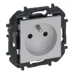 NILOE STEP - GNIAZDO 2P+Z, ZACISKI ŚRUBOWE, BEZ PRZESŁONY - KOLOR ALUMINIUM