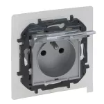 NILOE STEP - GNIAZDO 2P+Z IP44, ZACISKI ŚRUBOWE, BEZ PRZESŁONY - KOLOR ALUMINIUM