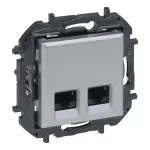 NILOE STEP - GNIAZDO PODWÓJNE 2XRJ45 KAT. 6 FTP - KOLOR ALUMINIUM