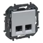 NILOE STEP - GNIAZDO PODWÓJNE 2XRJ45 KAT. 6 UTP - KOLOR ALUMINIUM