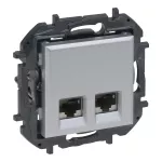 NILOE STEP - GNIAZDO PODWÓJNE 2XRJ45 KAT. 6 STP - KOLOR ALUMINIUM