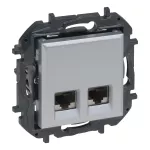 NILOE STEP - GNIAZDO PODWÓJNE 2XRJ45 KAT. 6A UTP - KOLOR ALUMINIUM