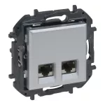 NILOE STEP - GNIAZDO PODWÓJNE 2XRJ45 KAT. 6A STP - KOLOR ALUMINIUM