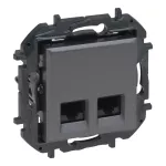 NILOE STEP - GNIAZDO PODWÓJNE 2XRJ45 KAT. 5E FTP - KOLOR STALOWY