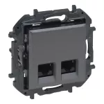 NILOE STEP - GNIAZDO PODWÓJNE 2XRJ45 KAT. 6 FTP - KOLOR STALOWY