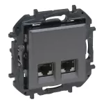 NILOE STEP - GNIAZDO PODWÓJNE 2XRJ45 KAT. 6 STP - KOLOR STALOWY