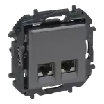 NILOE STEP - GNIAZDO PODWÓJNE 2XRJ45 KAT. 6A STP - KOLOR STALOWY